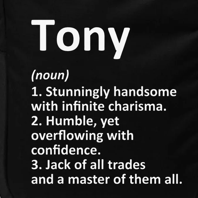 TONY Definition Personalized Name Funny Birthday Gift Idea Impact Tech Backpack