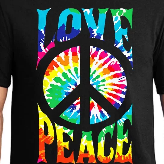 Tie Dye Peace Sign Love 60s 70s Hippie Women Mom Pajama Set