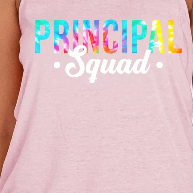 Tie Dye Principal Squad Admin Team Happy First Day Of School Gift Women's Knotted Racerback Tank