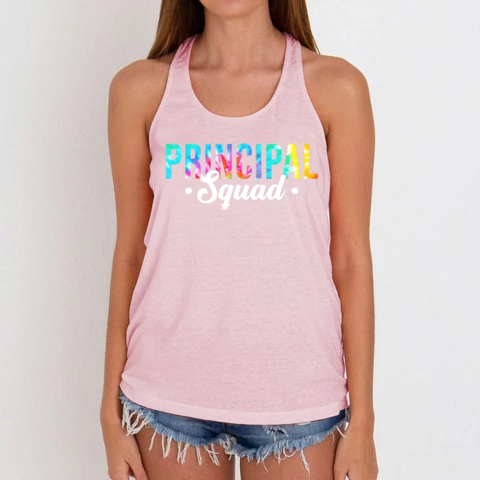 Tie Dye Principal Squad Admin Team Happy First Day Of School Gift Women's Knotted Racerback Tank