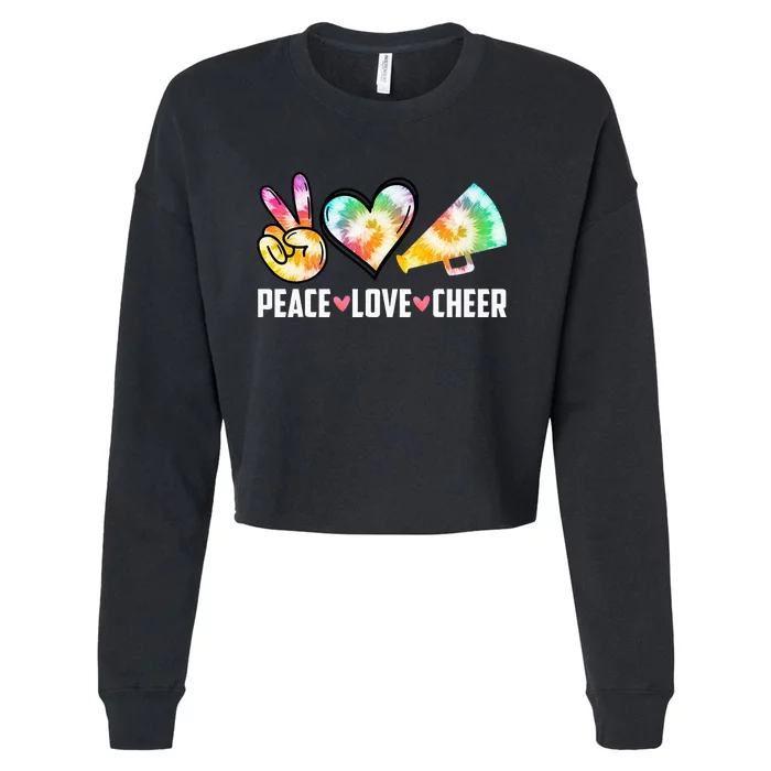 Tie Dye Peace Love Cheer Cheerleading Cropped Pullover Crew