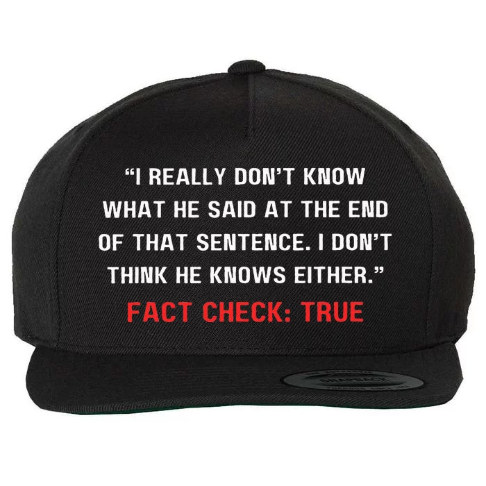 Trump Debate Quote Presidential Debate 2024 Wool Snapback Cap