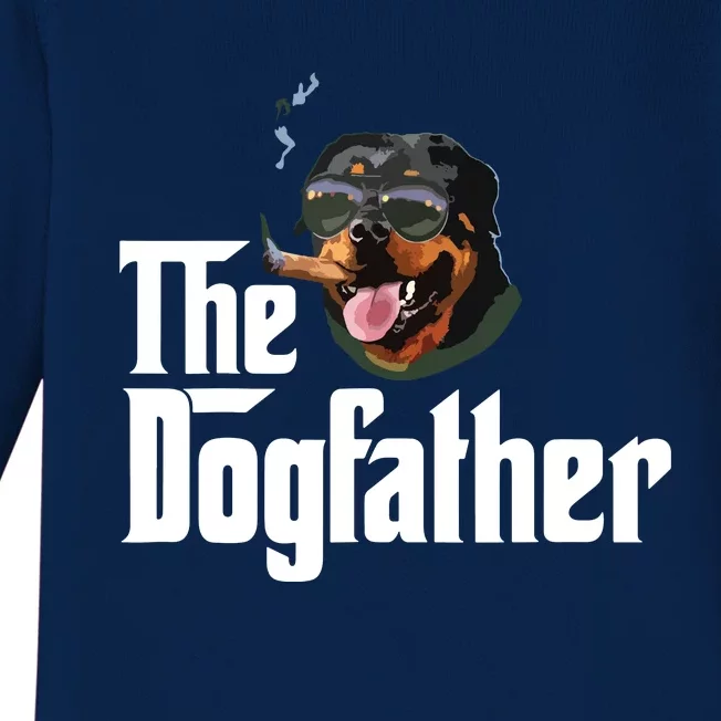 The Dogfather Rottweiler Funny Dog Owner Gift Dog Lover Baby Long Sleeve Bodysuit