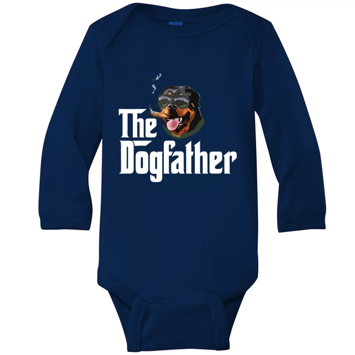 The Dogfather Rottweiler Funny Dog Owner Gift Dog Lover Baby Long Sleeve Bodysuit