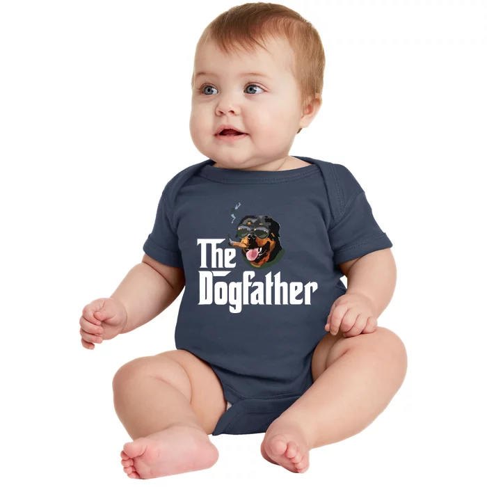 The Dogfather Rottweiler Funny Dog Owner Gift Dog Lover Baby Bodysuit