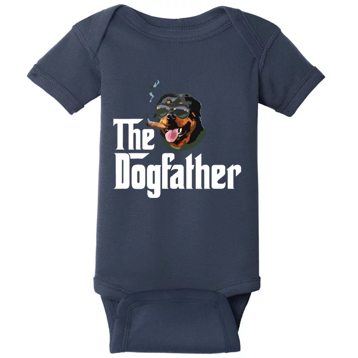 The Dogfather Rottweiler Funny Dog Owner Gift Dog Lover Baby Bodysuit