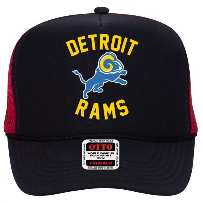 Trending Detroit Rams Logo High Crown Mesh Trucker Hat