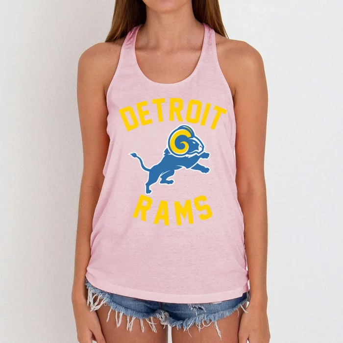 Trending Detroit Rams Logo Women's Knotted Racerback Tank