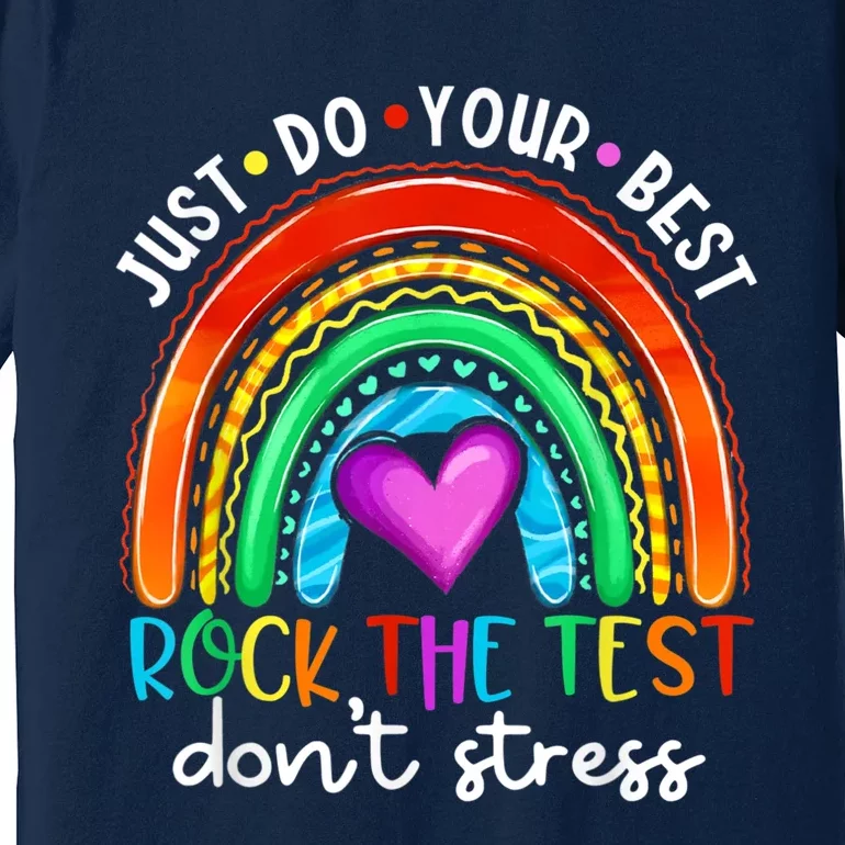 Test Day Rock The Test Teacher Testing Day Rainbow Teacher Premium T-Shirt