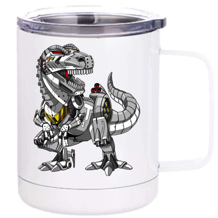 Trex Dinosaur Robot Futuristic Monster Front & Back 12oz Stainless Steel Tumbler Cup