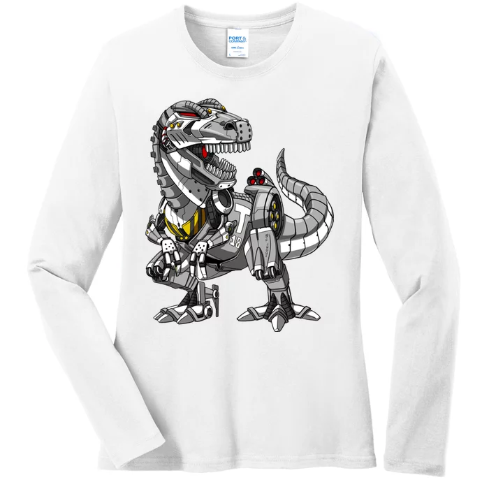 Trex Dinosaur Robot Futuristic Monster Ladies Long Sleeve Shirt