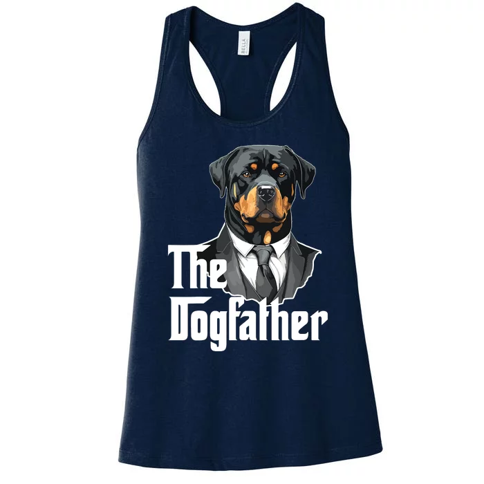 The Dogfather Rottweiler Dad Rotti Papa Funny Dog Owner Women's Racerback Tank