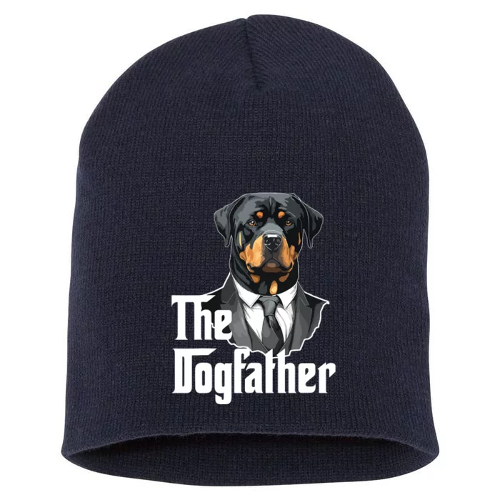 The Dogfather Rottweiler Dad Rotti Papa Funny Dog Owner Short Acrylic Beanie