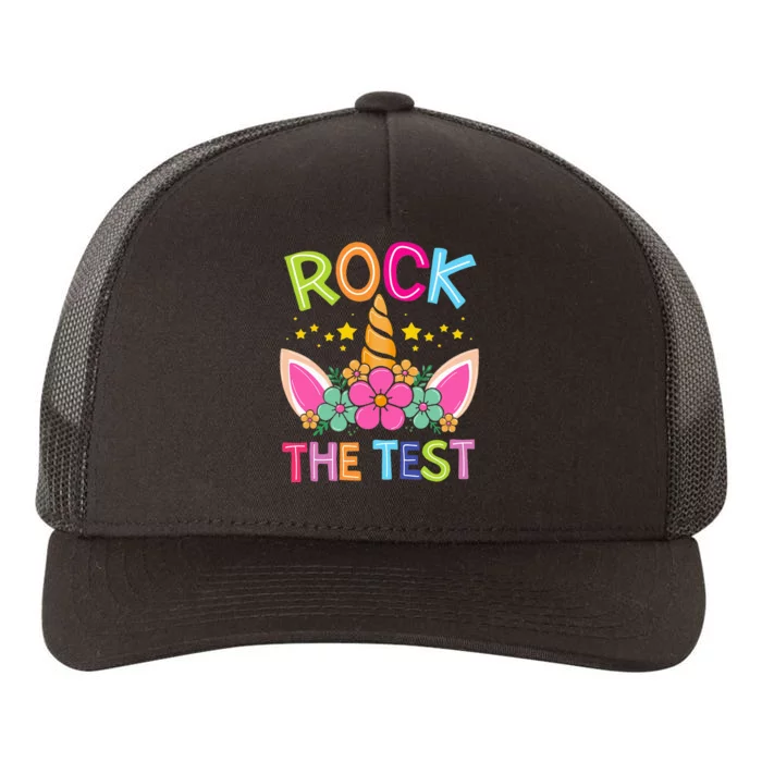 Test Day Rock The Test Teacher Testing Day Unicorn Teacher Yupoong Adult 5-Panel Trucker Hat