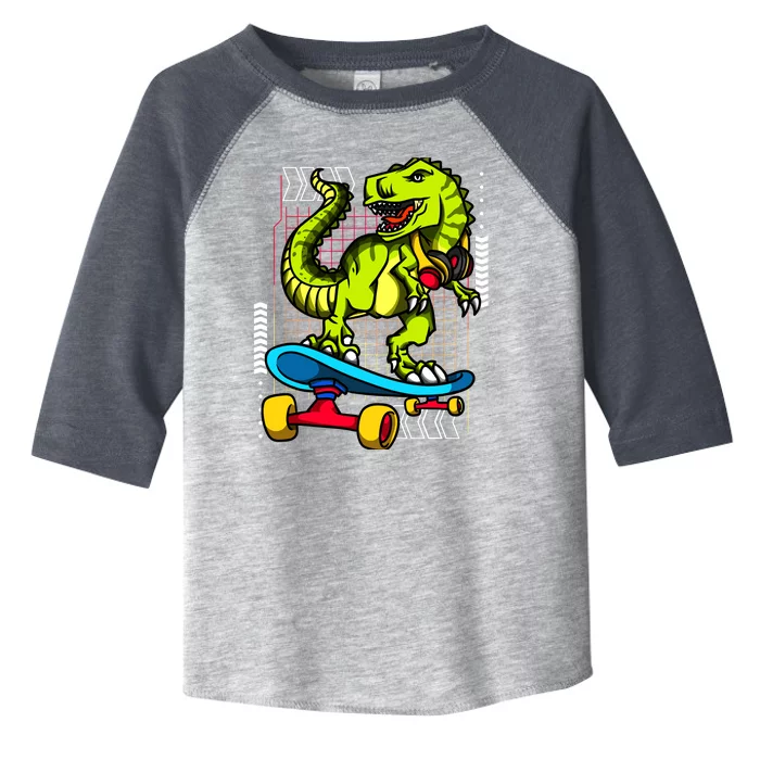 Trex Dinosaur Riding On A Skateboard Funny Tyrannosaurus Toddler Fine Jersey T-Shirt