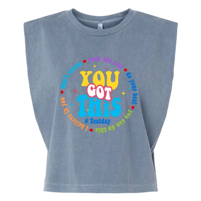 Test Day Rock The Test Teacher Testing Day You Got This Garment-Dyed Women's Muscle Tee