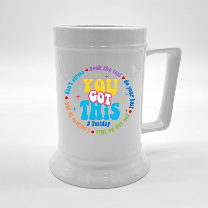 Test Day Rock The Test Teacher Testing Day You Got This Front & Back Beer Stein