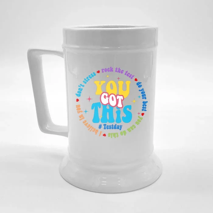 Test Day Rock The Test Teacher Testing Day You Got This Front & Back Beer Stein