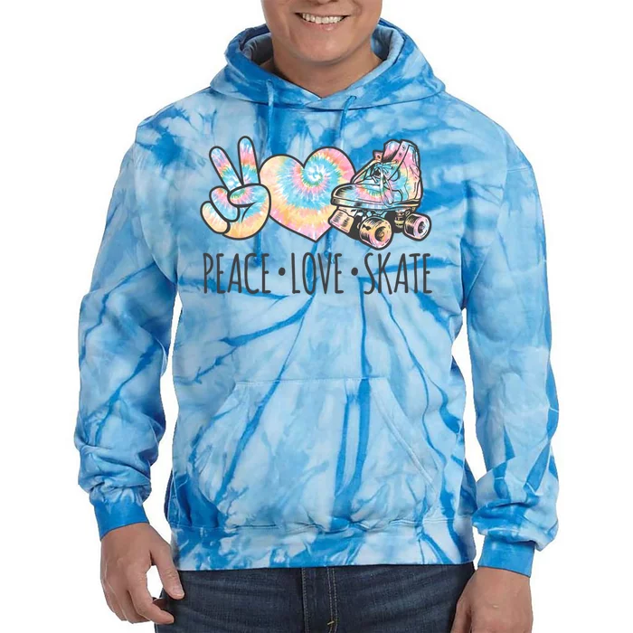 Tie Dye Roller Skating For Teen Peace Love Skate Gift Tie Dye Hoodie