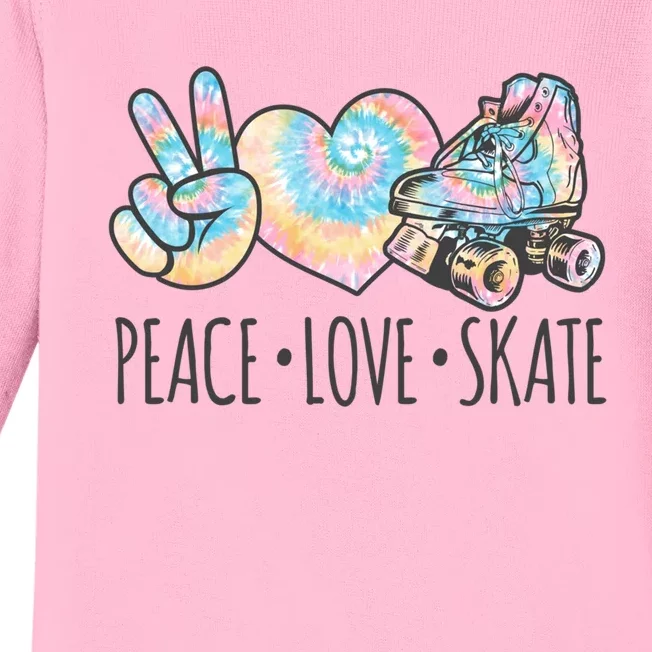 Tie Dye Roller Skating For Teen Peace Love Skate Gift Baby Long Sleeve Bodysuit