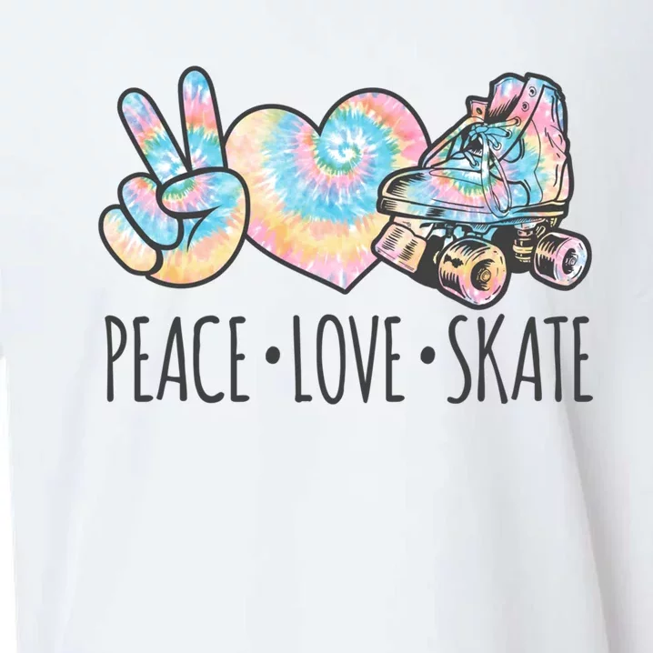 Tie Dye Roller Skating For Teen Peace Love Skate Gift Sueded Cloud Jersey T-Shirt