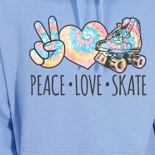 Tie Dye Roller Skating For Teen Peace Love Skate Gift Unisex Surf Hoodie