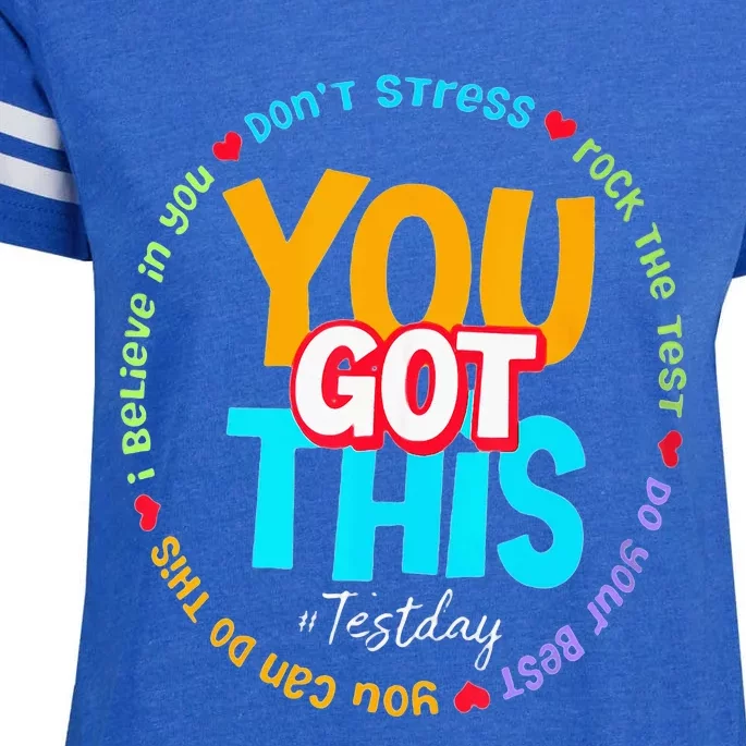 Test Day Rock The Test Teacher Testing Day You Got This Enza Ladies Jersey Football T-Shirt