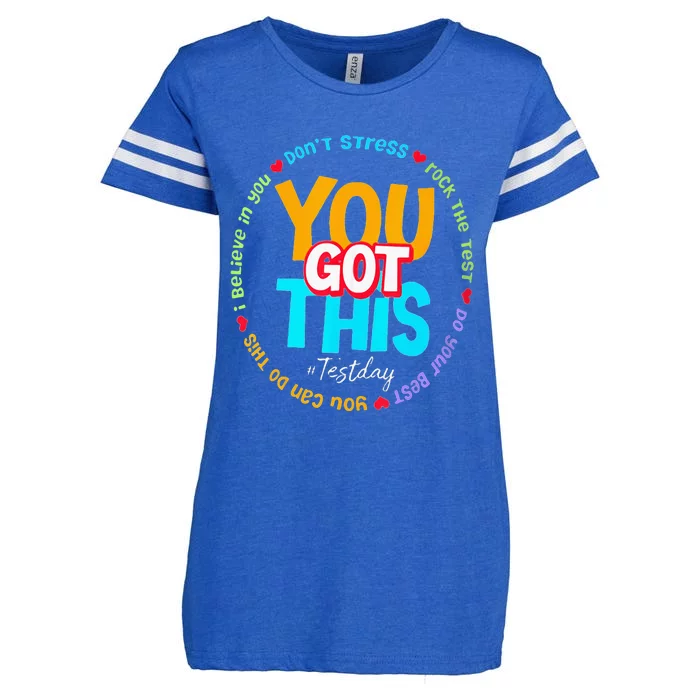 Test Day Rock The Test Teacher Testing Day You Got This Enza Ladies Jersey Football T-Shirt