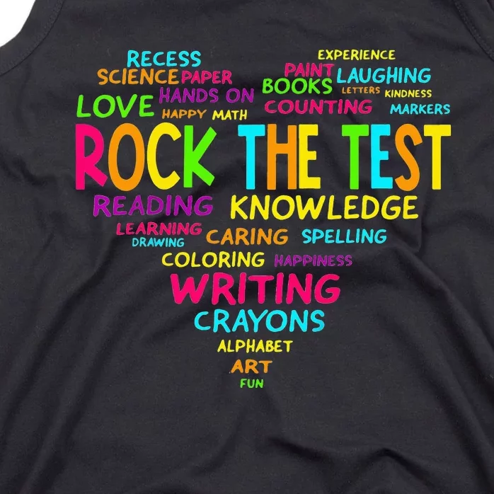 Test Day Rock The Test Teacher Testing Day Heart Teacher Tank Top