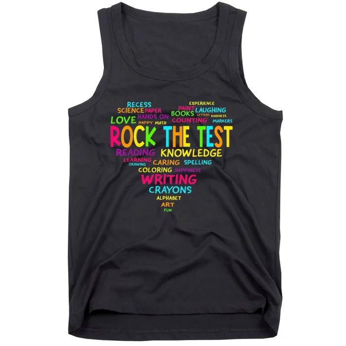 Test Day Rock The Test Teacher Testing Day Heart Teacher Tank Top