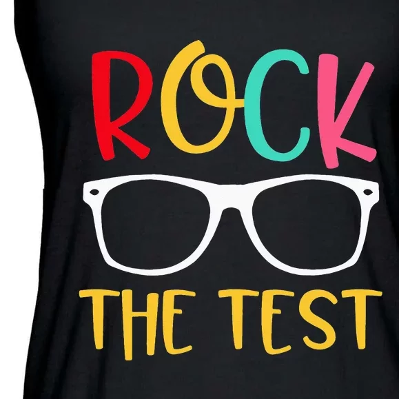 Test Day Rock The Test Teacher Testing Day Funny Teacher Ladies Essential Flowy Tank