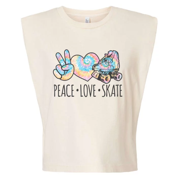 Tie Dye Roller Skating For Teen Girls Peace Love Skate Gift Garment-Dyed Women's Muscle Tee