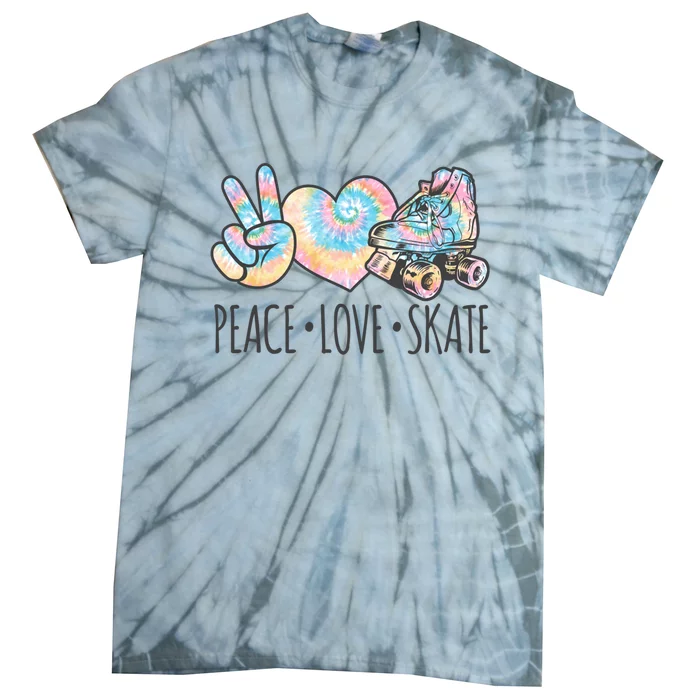 Tie Dye Roller Skating For Teen Girls Peace Love Skate Gift Tie-Dye T-Shirt