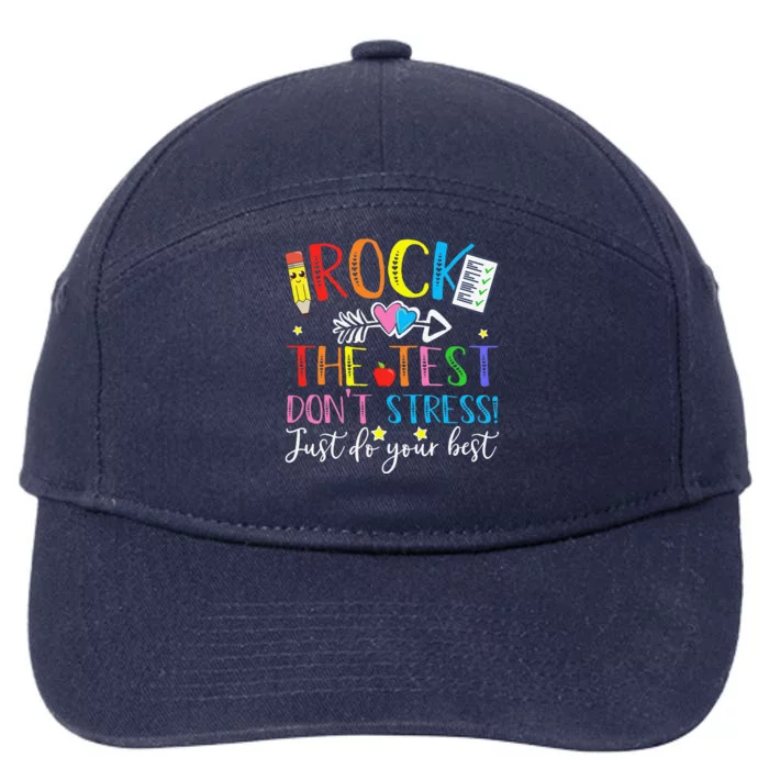 Test Day Rock The Test Teacher Testing Day 7-Panel Snapback Hat