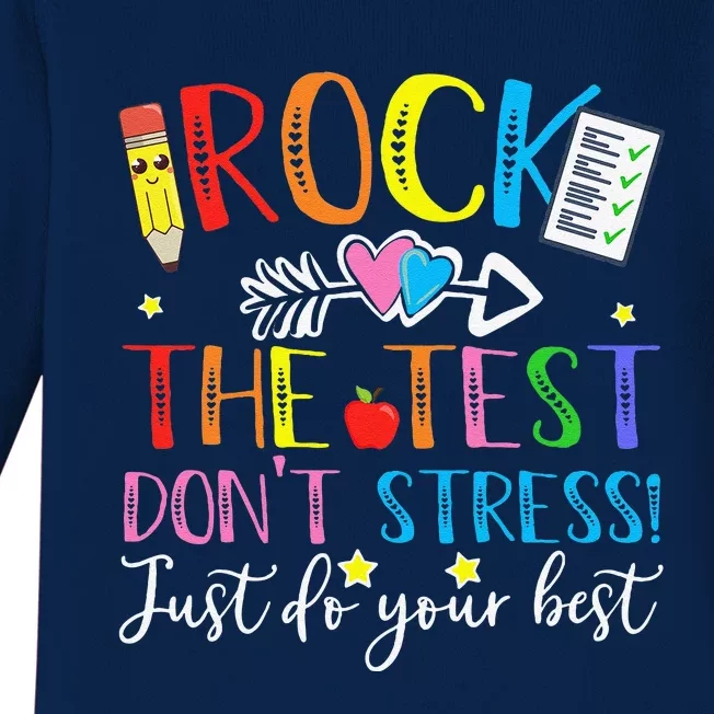 Test Day Rock The Test Teacher Testing Day Baby Long Sleeve Bodysuit