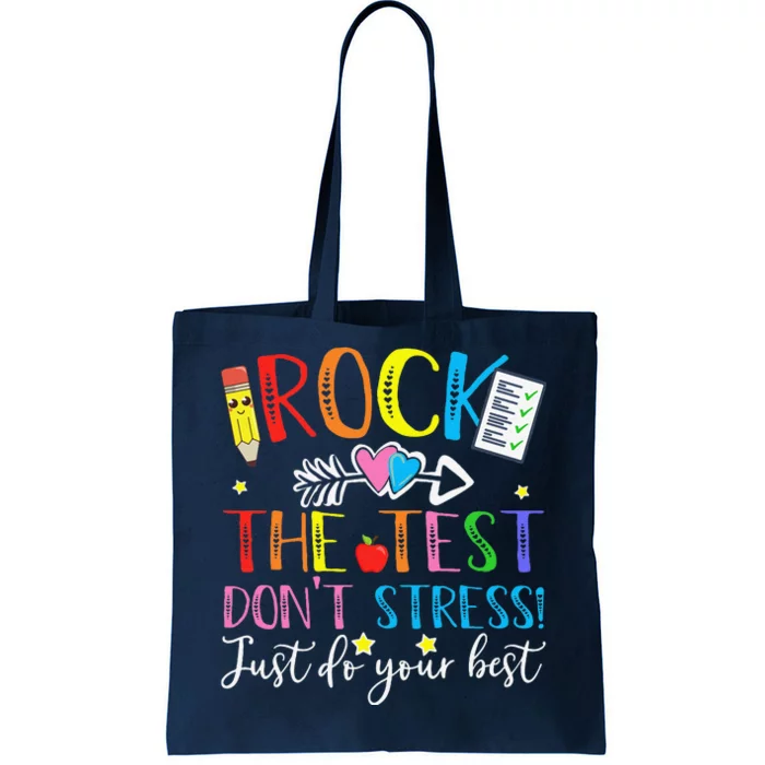 Test Day Rock The Test Teacher Testing Day Tote Bag