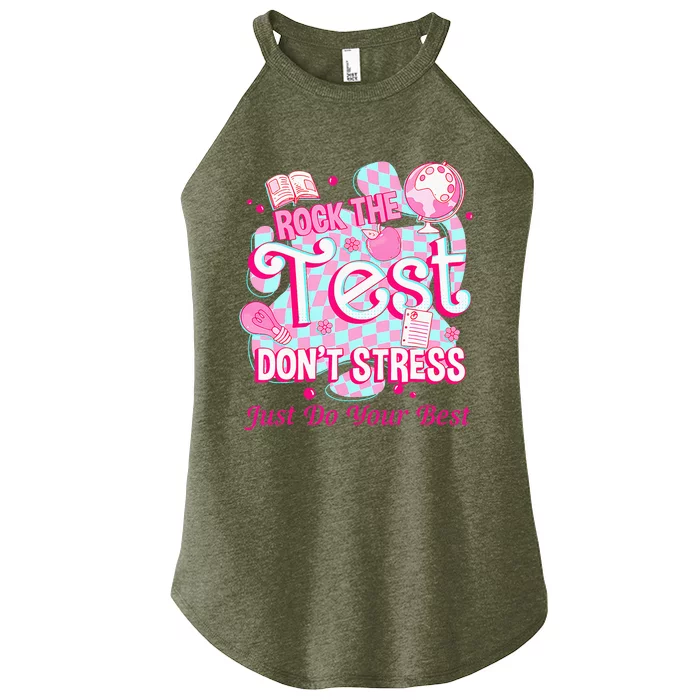 Testing Day Rock The Test Motivational For Teacher Student Women’s Perfect Tri Rocker Tank