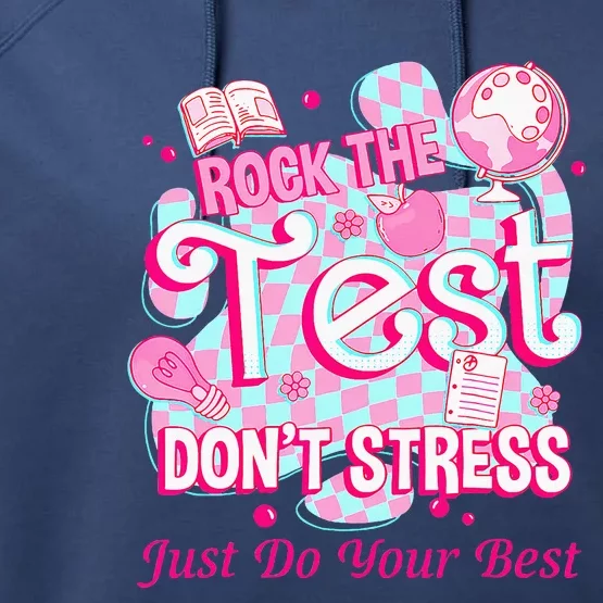 Testing Day Rock The Test Motivational For Teacher Student Performance Fleece Hoodie