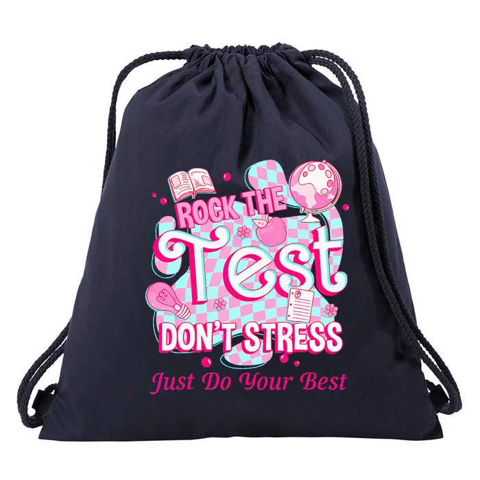 Testing Day Rock The Test Motivational For Teacher Student Drawstring Bag