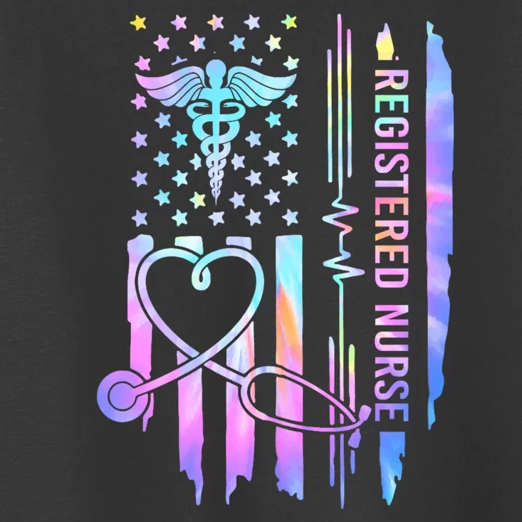 Tie Dye Registered Nurse Rn Ekg Stethoscope Nursing Usa Flag Toddler T-Shirt