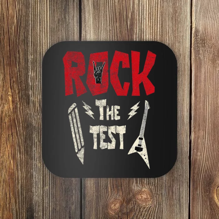 Test Day Rock The Funny Rock Teacher Student Testing Exam Coaster