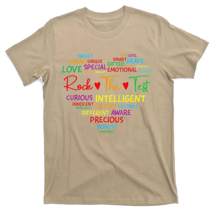 Test Day Rock The Test Teacher Testing Day Heart Teacher T-Shirt