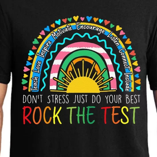 Test Day Rock The Test Teacher Testing Day Rainbow Gift Pajama Set