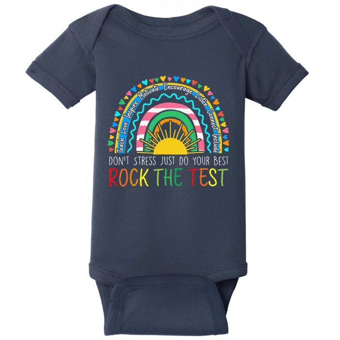 Test Day Rock The Test Teacher Testing Day Rainbow Gift Baby Bodysuit