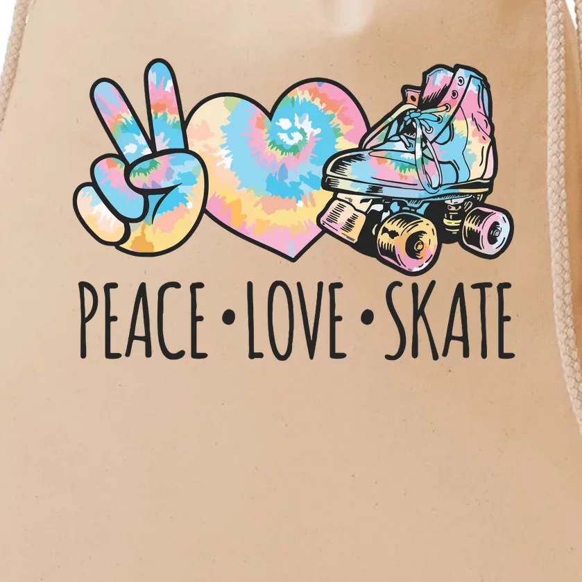 Tie Dye Roller Skating For Teen Girl Peace Love Skate Drawstring Bag