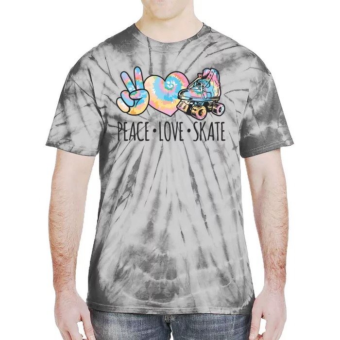 Tie Dye Roller Skating For Teen Girl Peace Love Skate Tie-Dye T-Shirt