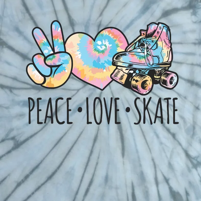 Tie Dye Roller Skating For Teen Girl Peace Love Skate Tie-Dye T-Shirt