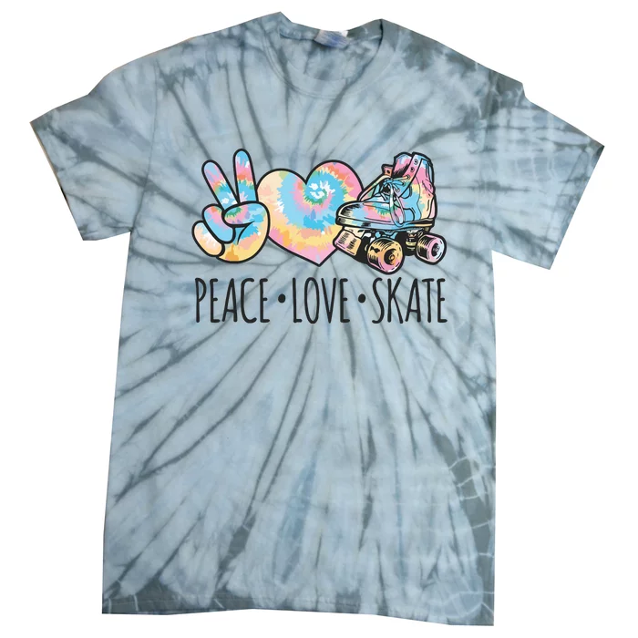 Tie Dye Roller Skating For Teen Girl Peace Love Skate Tie-Dye T-Shirt