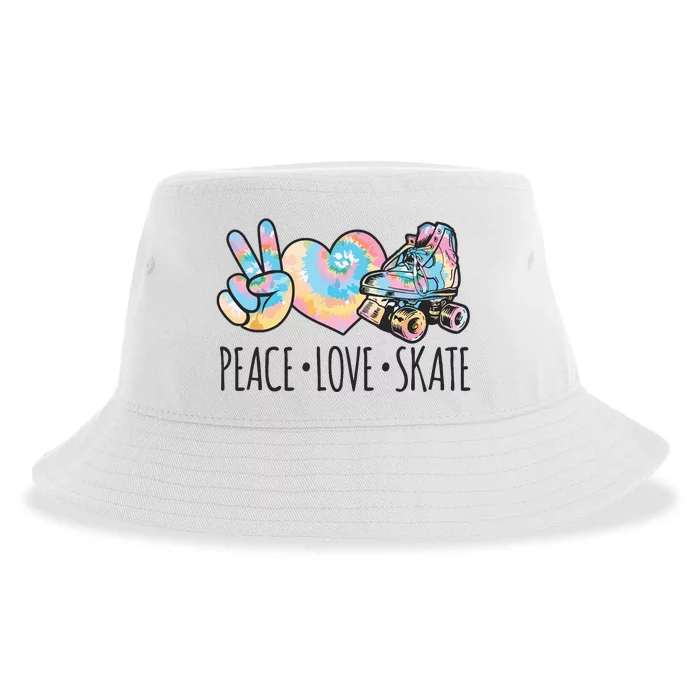 Tie Dye Roller Skating For Teen Girl Peace Love Skate Sustainable Bucket Hat