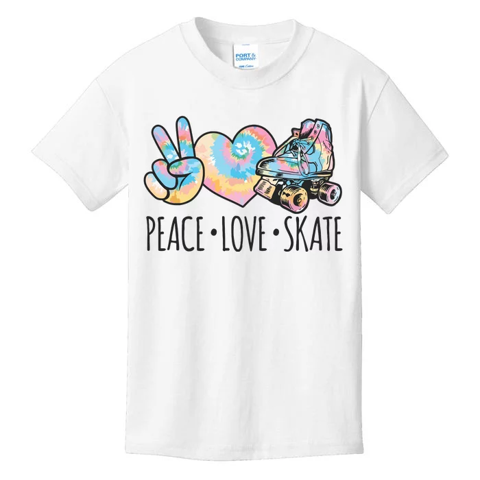 Tie Dye Roller Skating For Teen Girl Peace Love Skate Kids T-Shirt